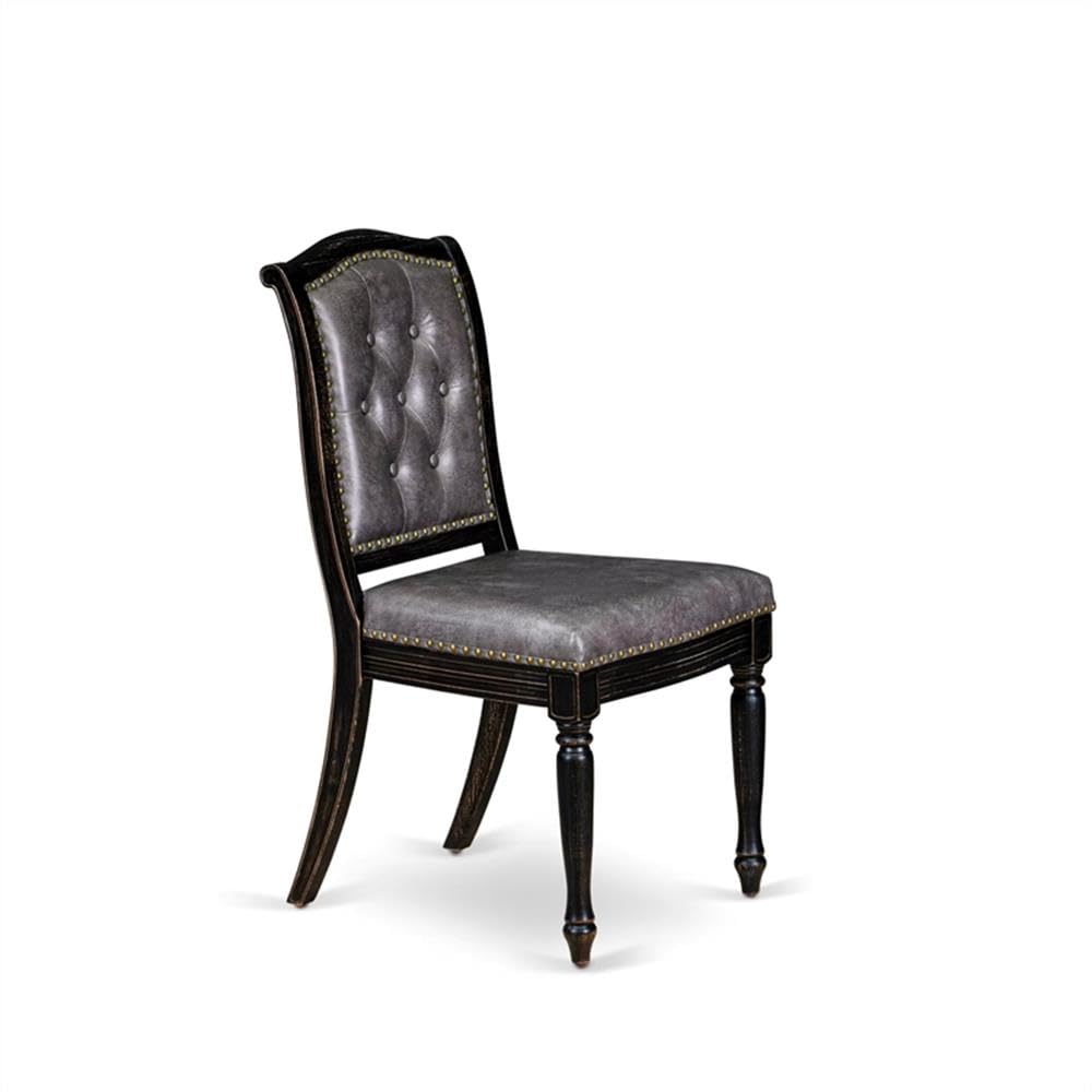Black Acacia Wood Dining Chairs Set of 2 Y619536