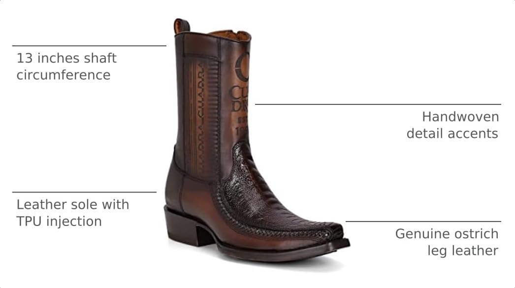 Brown Ostrich Leg Leather Cowboy Boots O140722