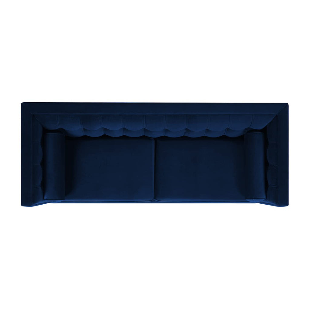 Navy Blue Velvet Tufted Sofa Y39699