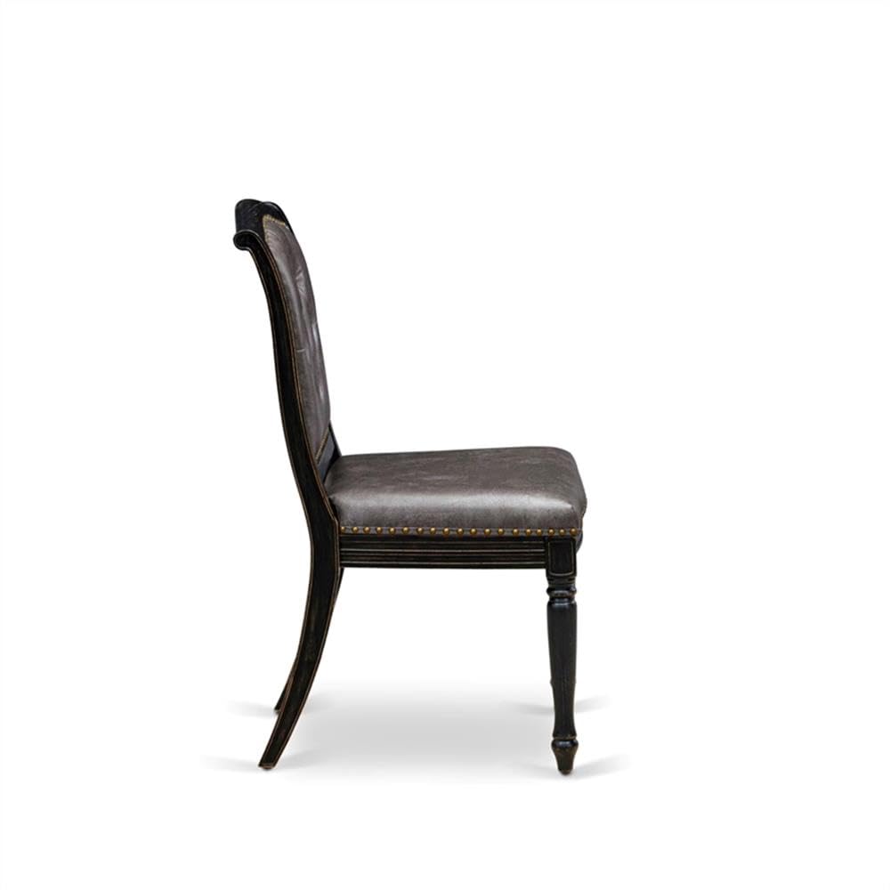Black Acacia Wood Dining Chairs Set of 2 Y619536