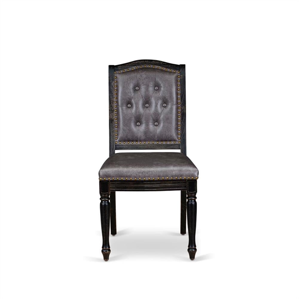 Black Acacia Wood Dining Chairs Set of 2 Y619536