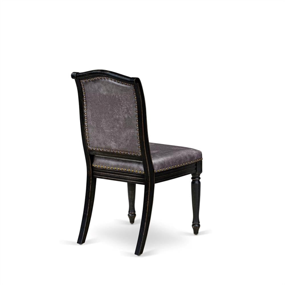Black Acacia Wood Dining Chairs Set of 2 Y619536