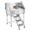 34" Stainless Steel Pet Dog Grooming Bath Tub with Walk-in Stairs R28225
