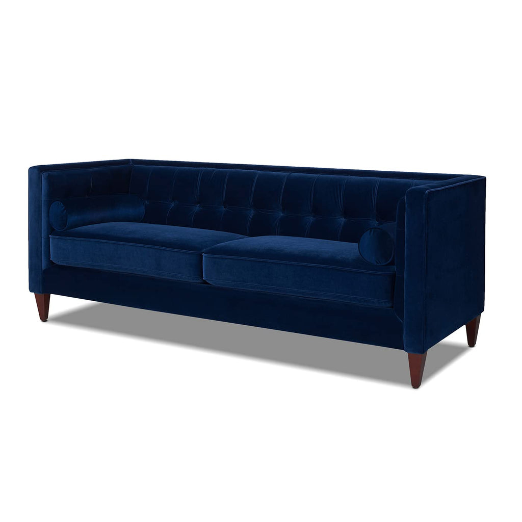 Navy Blue Velvet Tufted Sofa Y39699