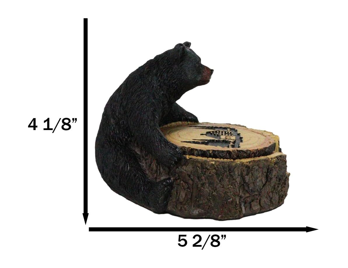 Black Bear Tree Trunk Coaster Holder with 4 Coasters F949