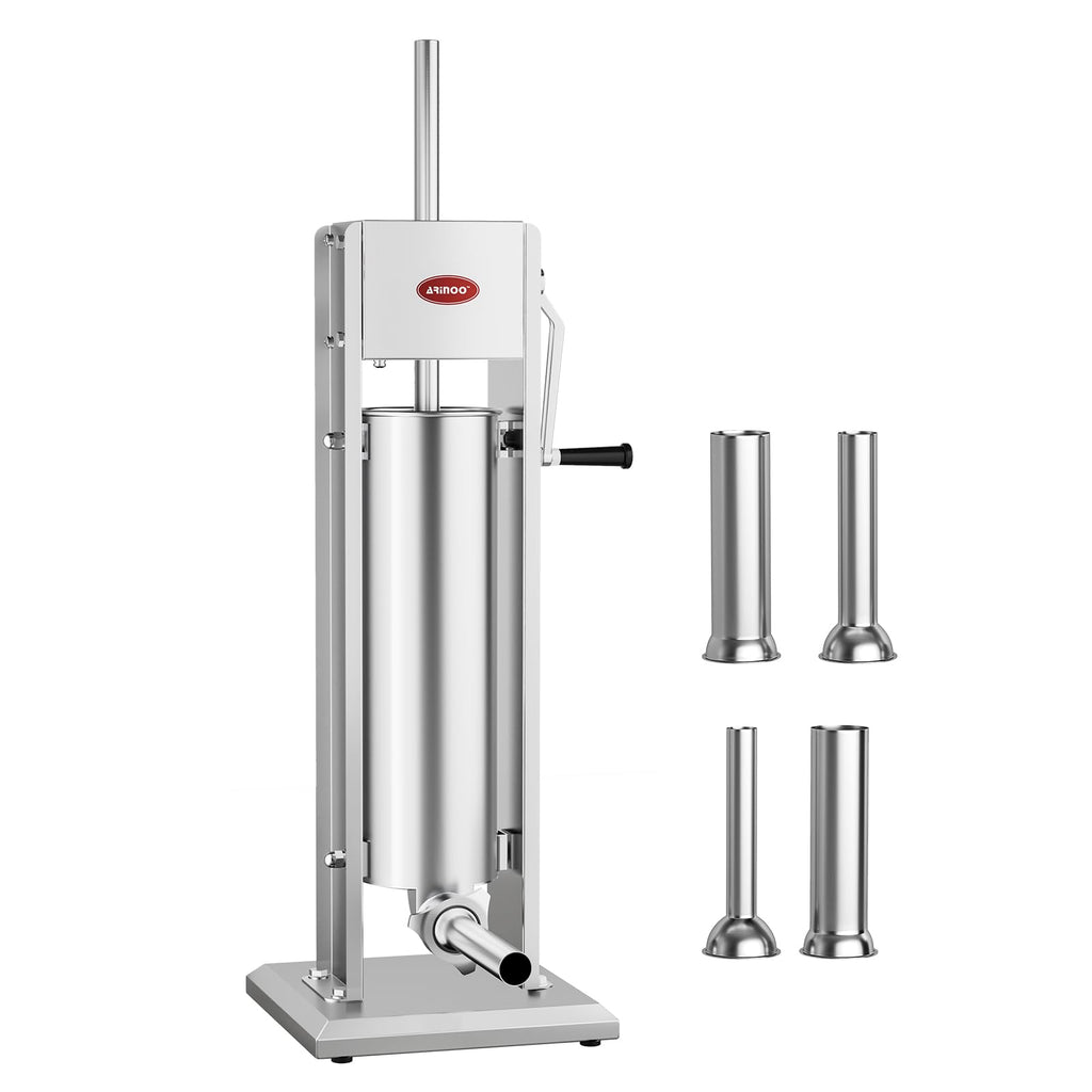 7L Stainless Steel Vertical Sausage Stuffer with 4 Stuffing Tubes V4734