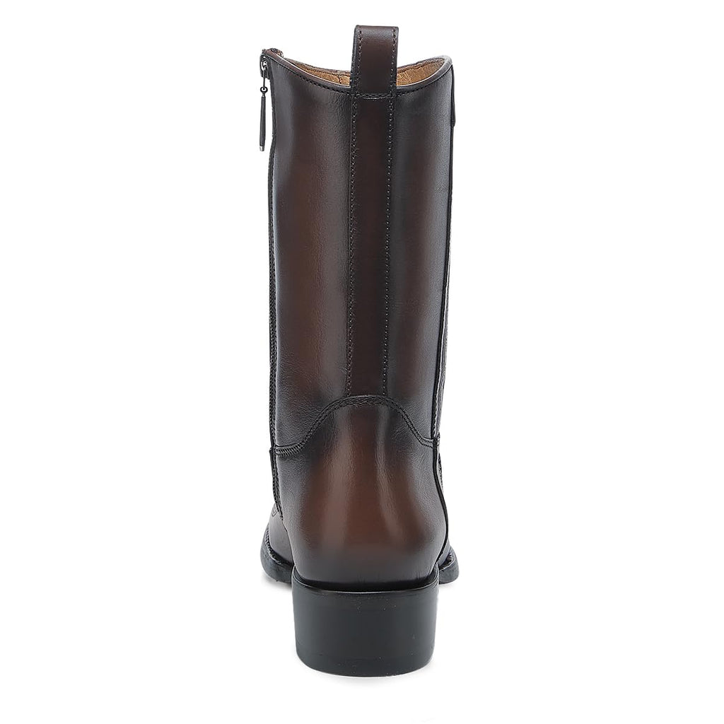 Brown Ostrich Leg Leather Cowboy Boots O140722