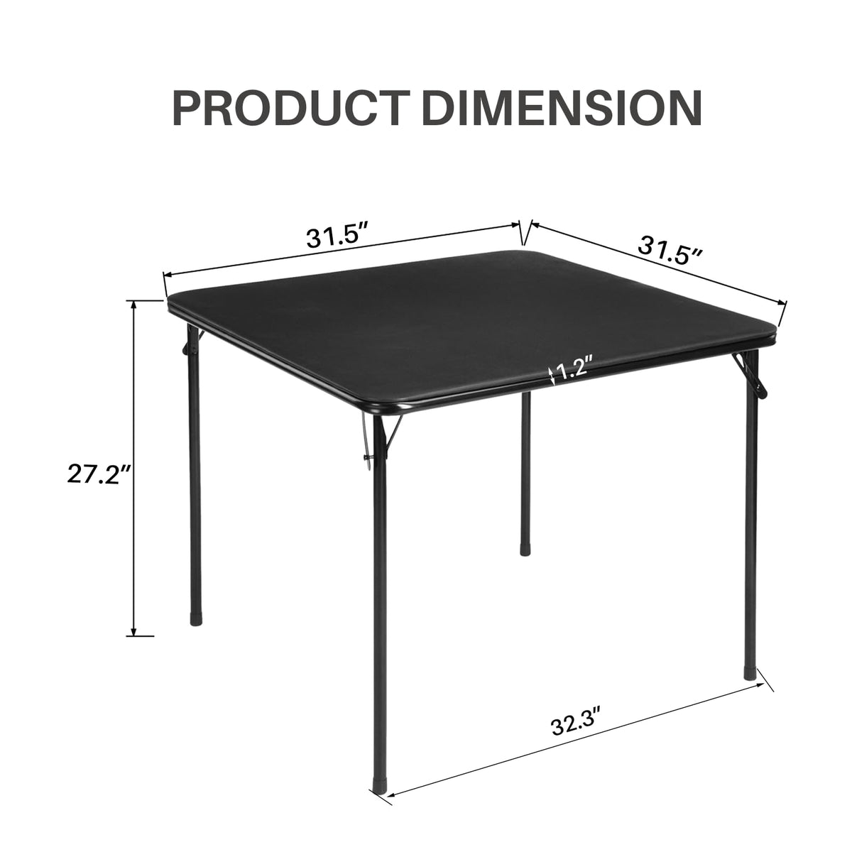 Square Folding Card Table 31.5 Inch PVC Top Metal Frame I704237