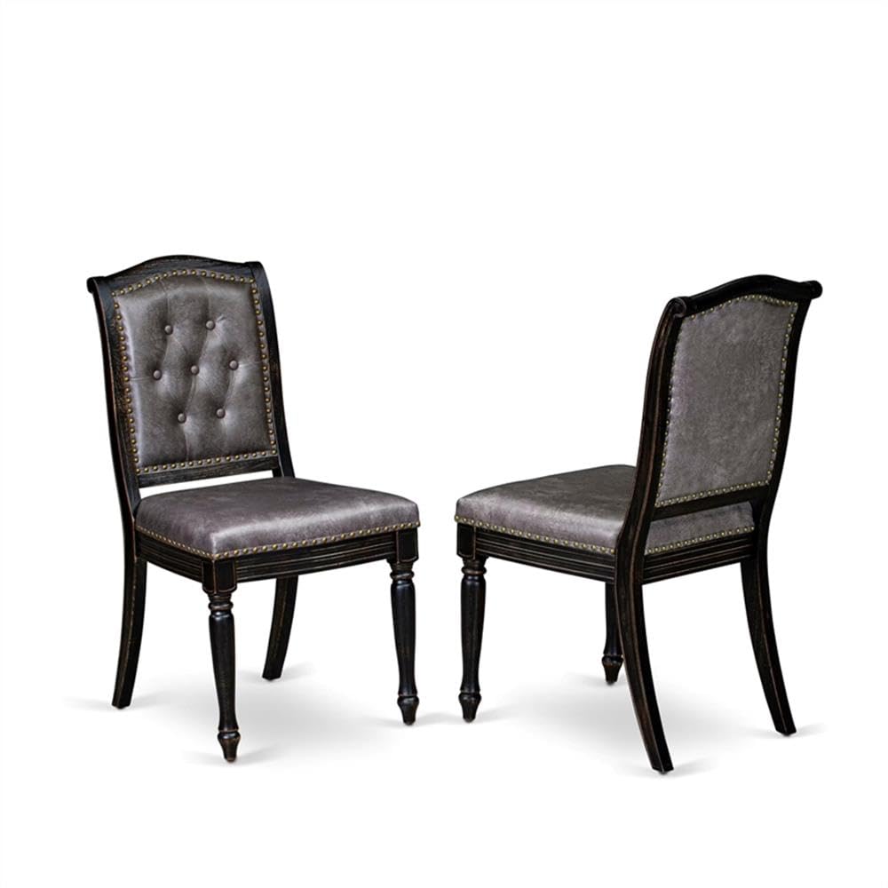 Black Acacia Wood Dining Chairs Set of 2 Y619536