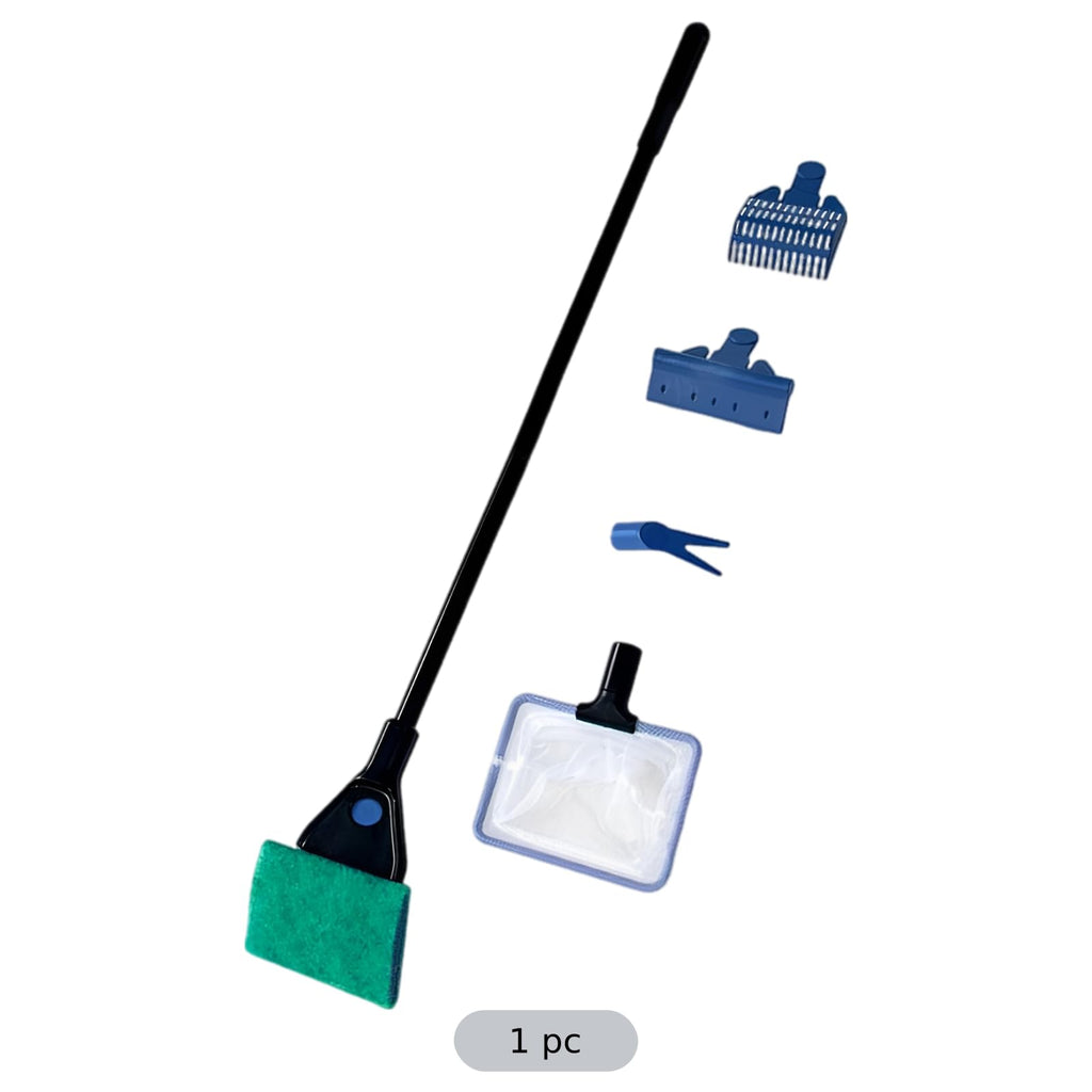 5 in 1 Aquarium Cleaning Kit with Algae Scraper Gravel Rake Fish Net and Brush Z7121