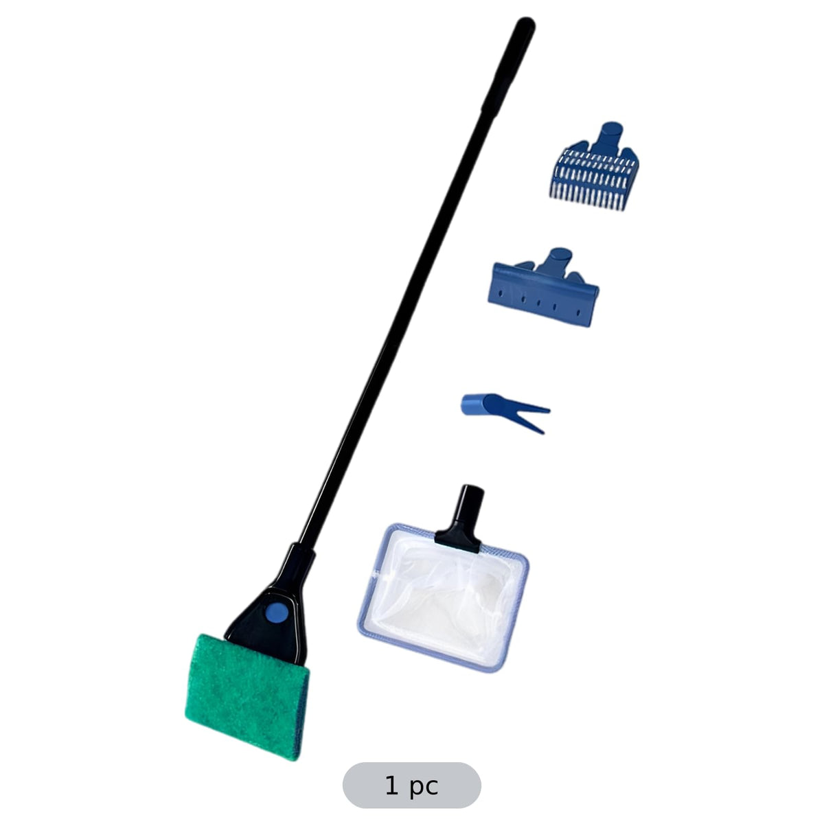 5 in 1 Aquarium Cleaning Kit with Algae Scraper Gravel Rake Fish Net and Brush Z7121
