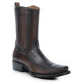 Brown Ostrich Leg Leather Cowboy Boots O140722