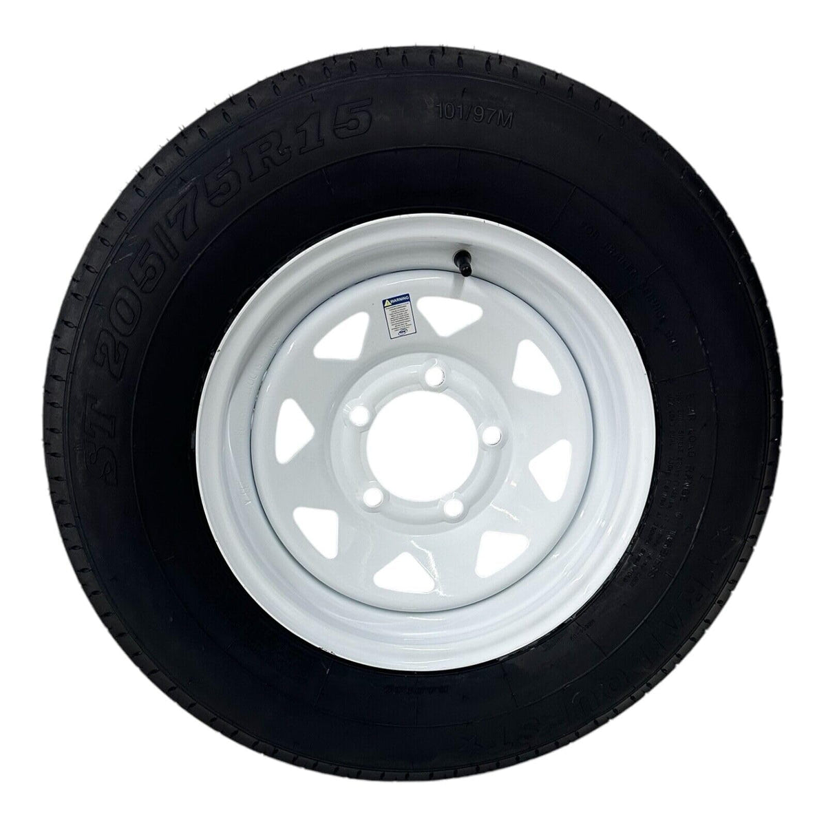 ST205/75R15 Trailer Tire on Rim Load Range C 6 Ply 5 Lug White Spoke Wheel K937806
