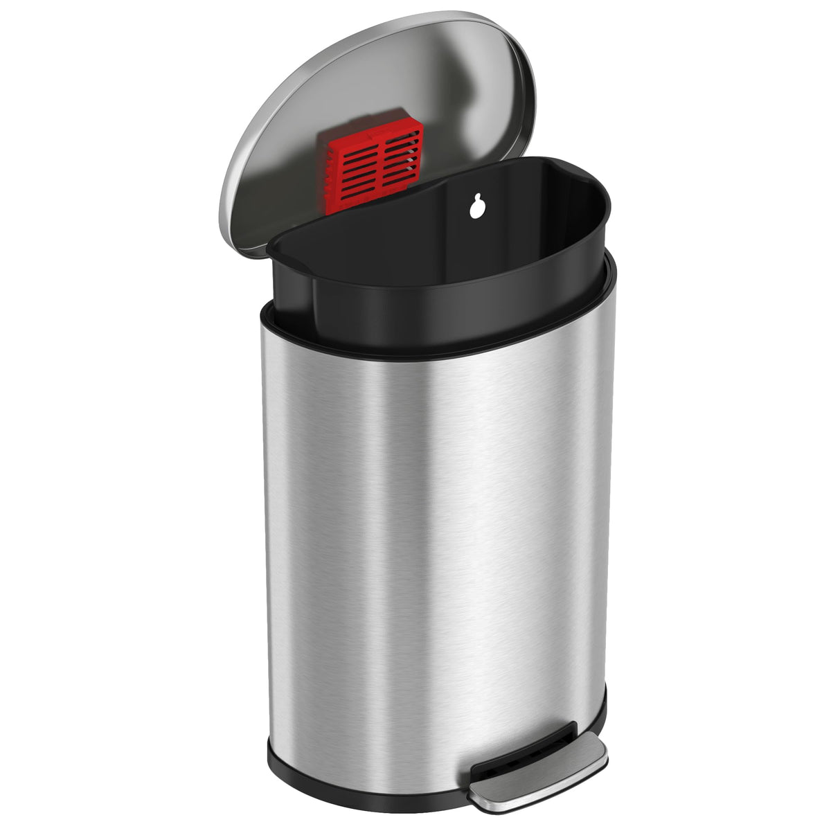 50L Stainless Steel Step Trash Can with Odor Filter and Removable Bucket W152