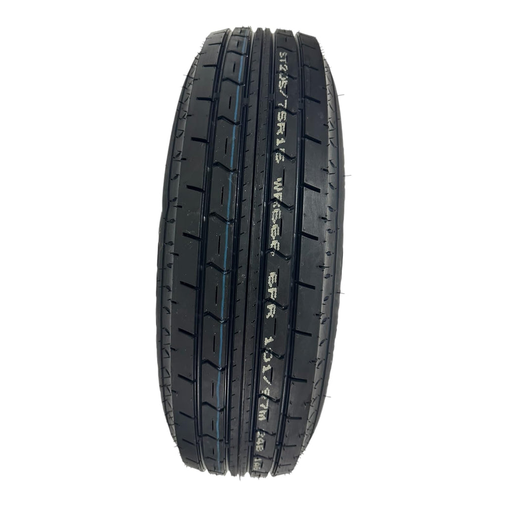 ST205/75R15 Trailer Tire on Rim Load Range C 6 Ply 5 Lug White Spoke Wheel K937806