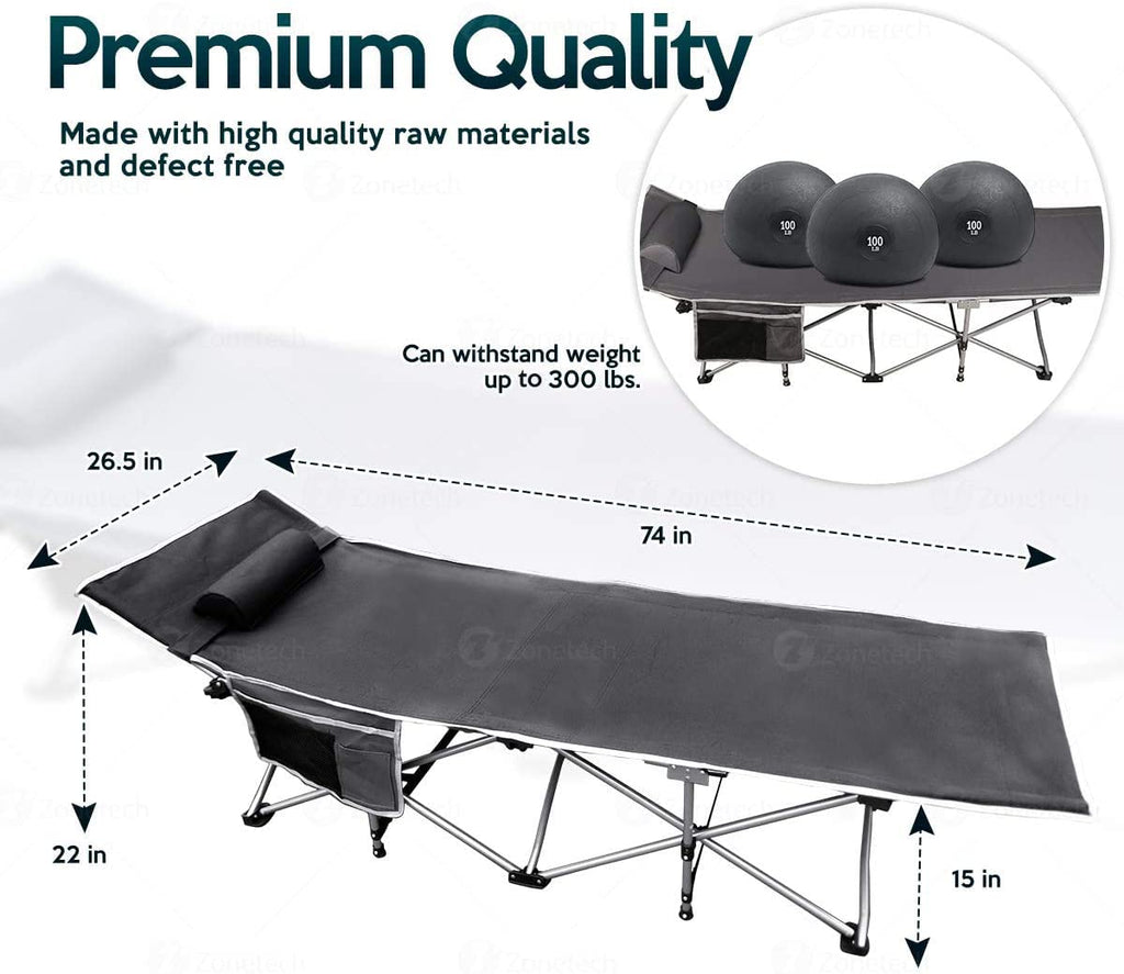 Folding Lightweight Portable Heavy Duty Travel Cot with Large Pocket E567533
