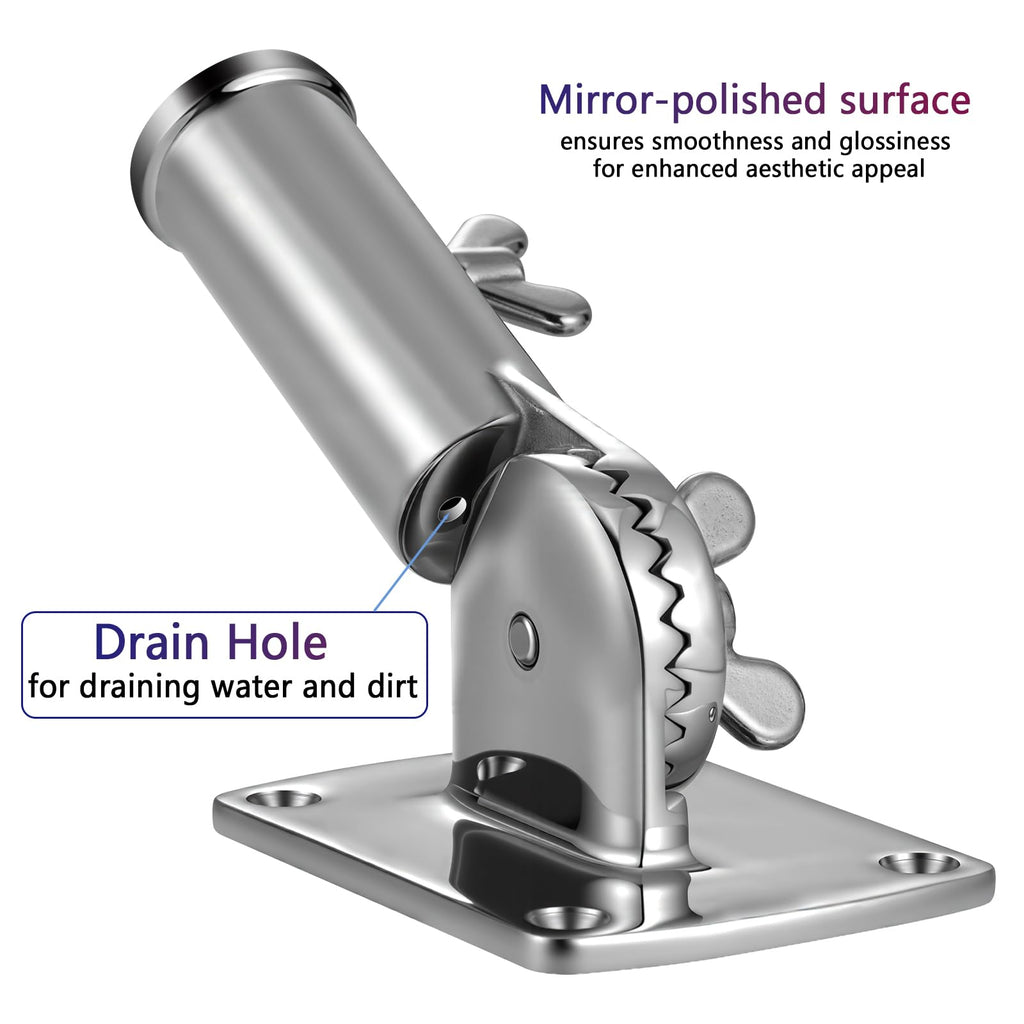 316 Stainless Steel Flag Pole Holder Bracket with Drain Hole, 1" L6438