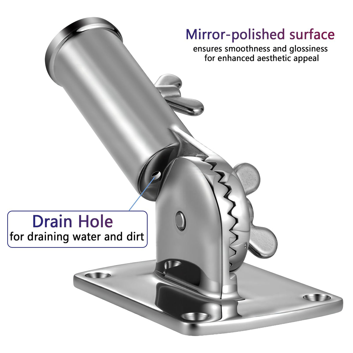 316 Stainless Steel Flag Pole Holder Bracket with Drain Hole, 1" L6438