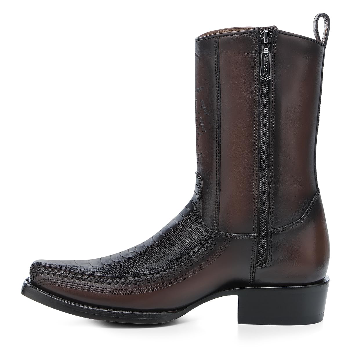 Brown Ostrich Leg Leather Cowboy Boots O140722
