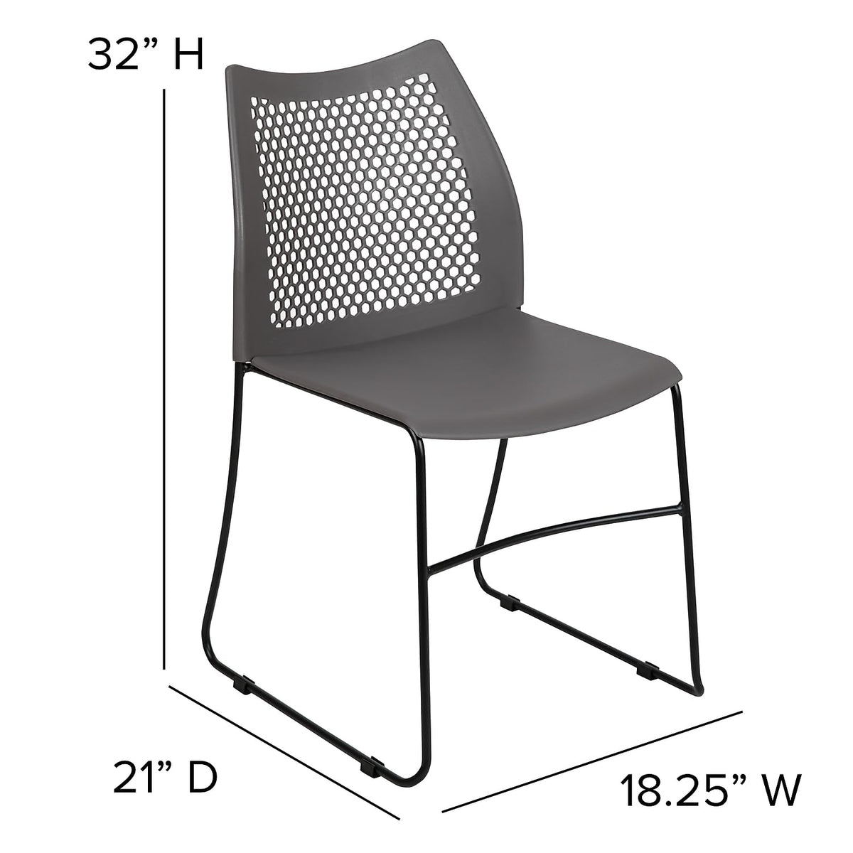 Gray Stack Chair with Air-Vent Back F143862