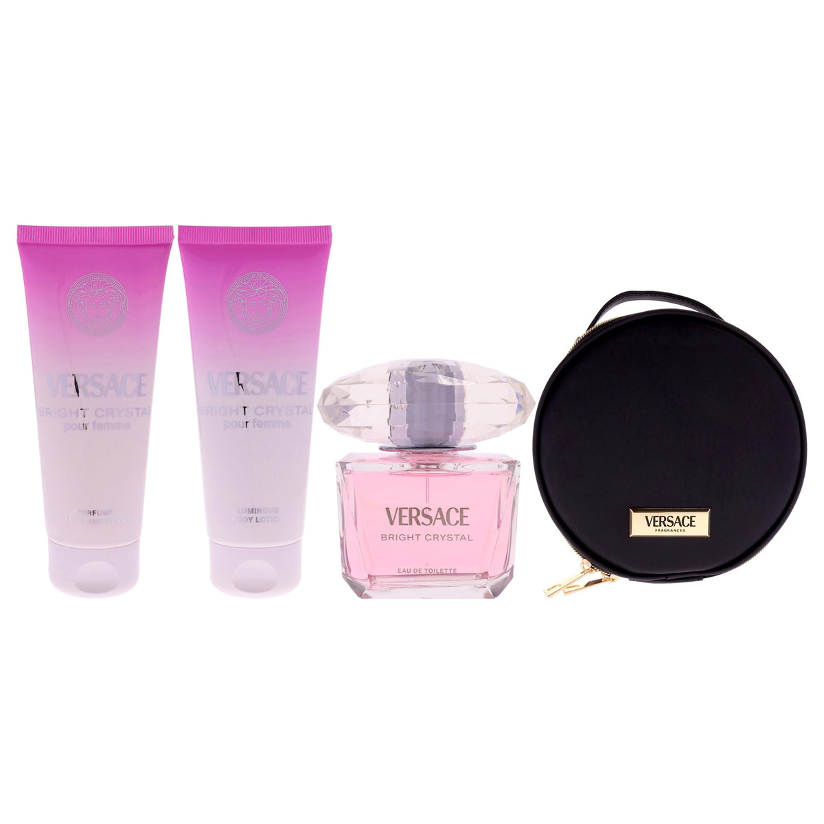 4 Pc Gift Set 3oz EDT Spray, 3.4oz Body Lotion, 3.4oz Shower Gel, Round Make Up Case H355