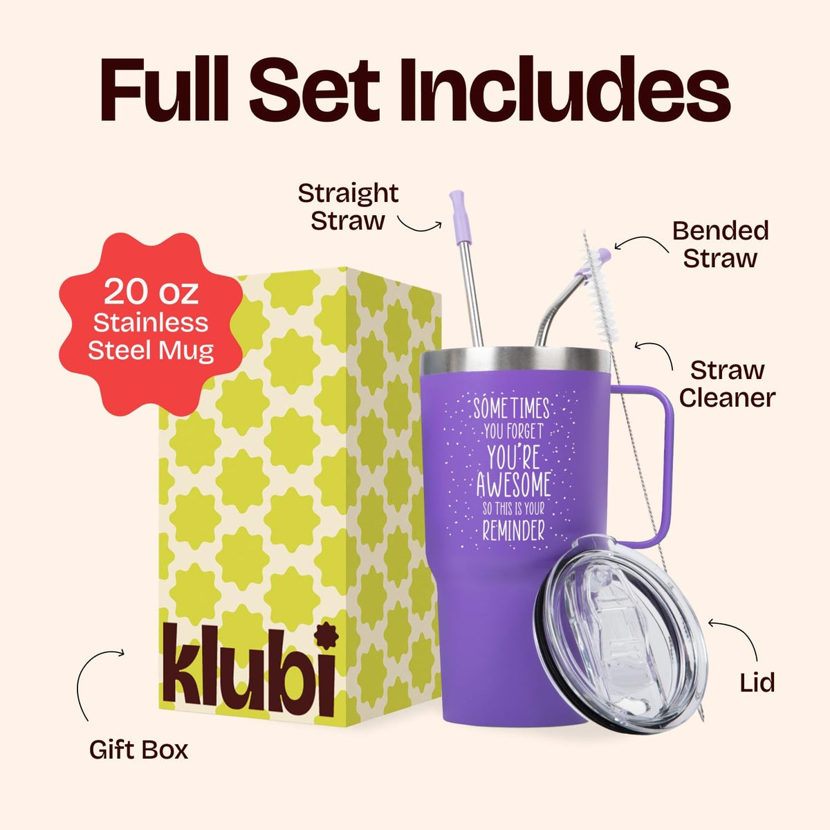 20 Ounce Vacuum Insulated Tumbler With Handle Purple X528