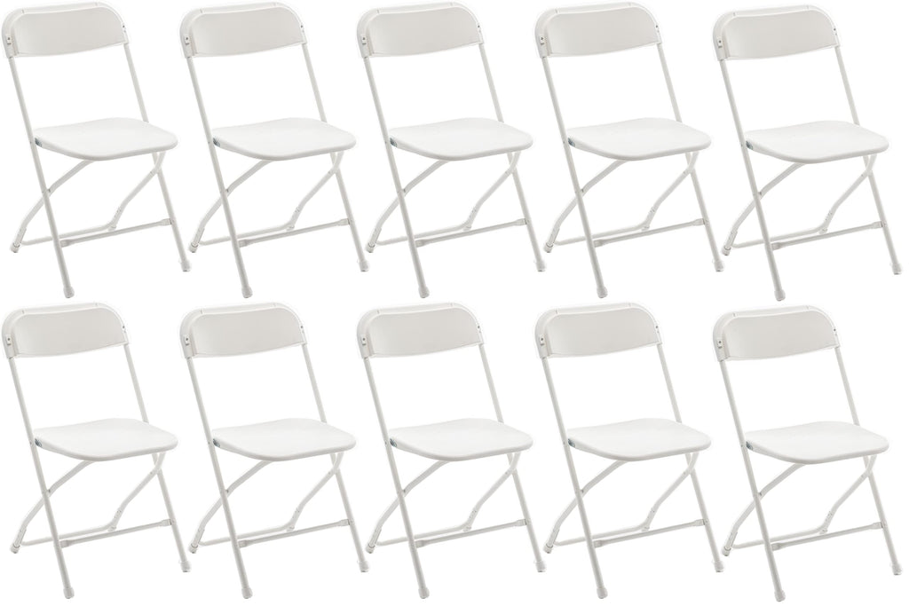 White Plastic Folding Chairs Set of 10 Steel Frame G806440
