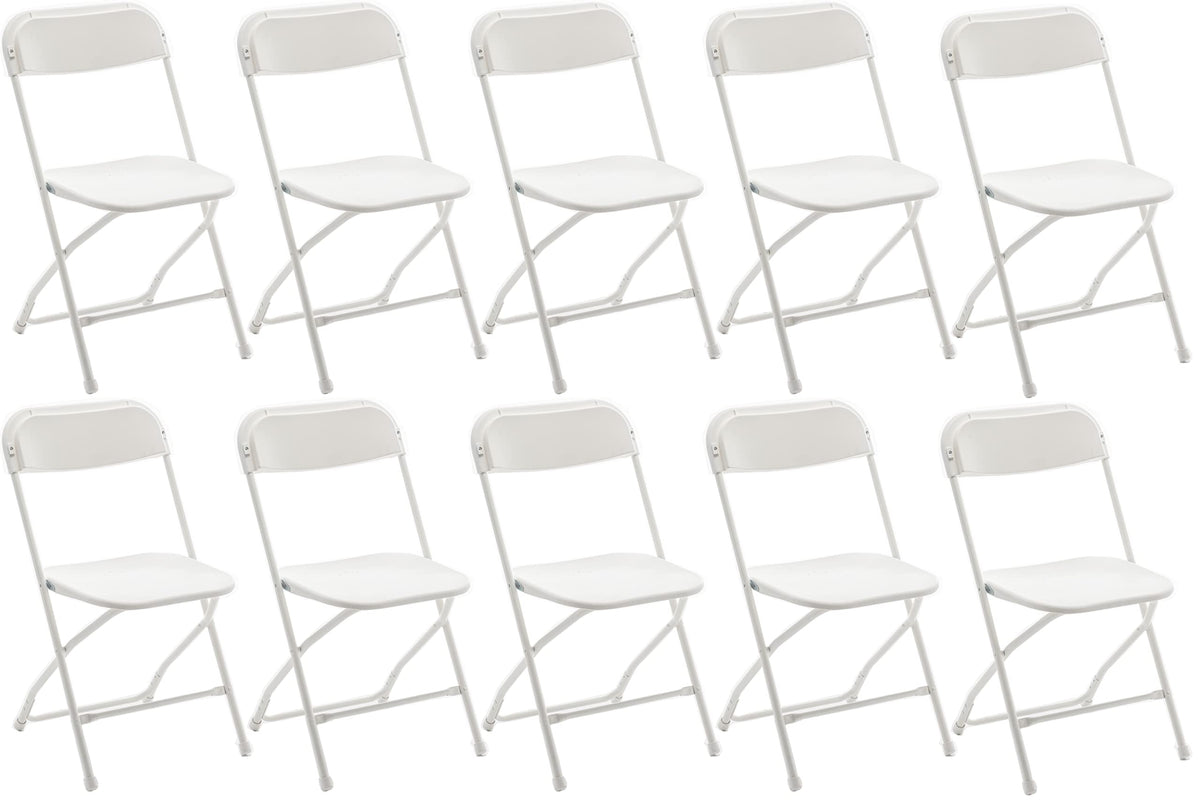 White Plastic Folding Chairs Set of 10 Steel Frame G806440