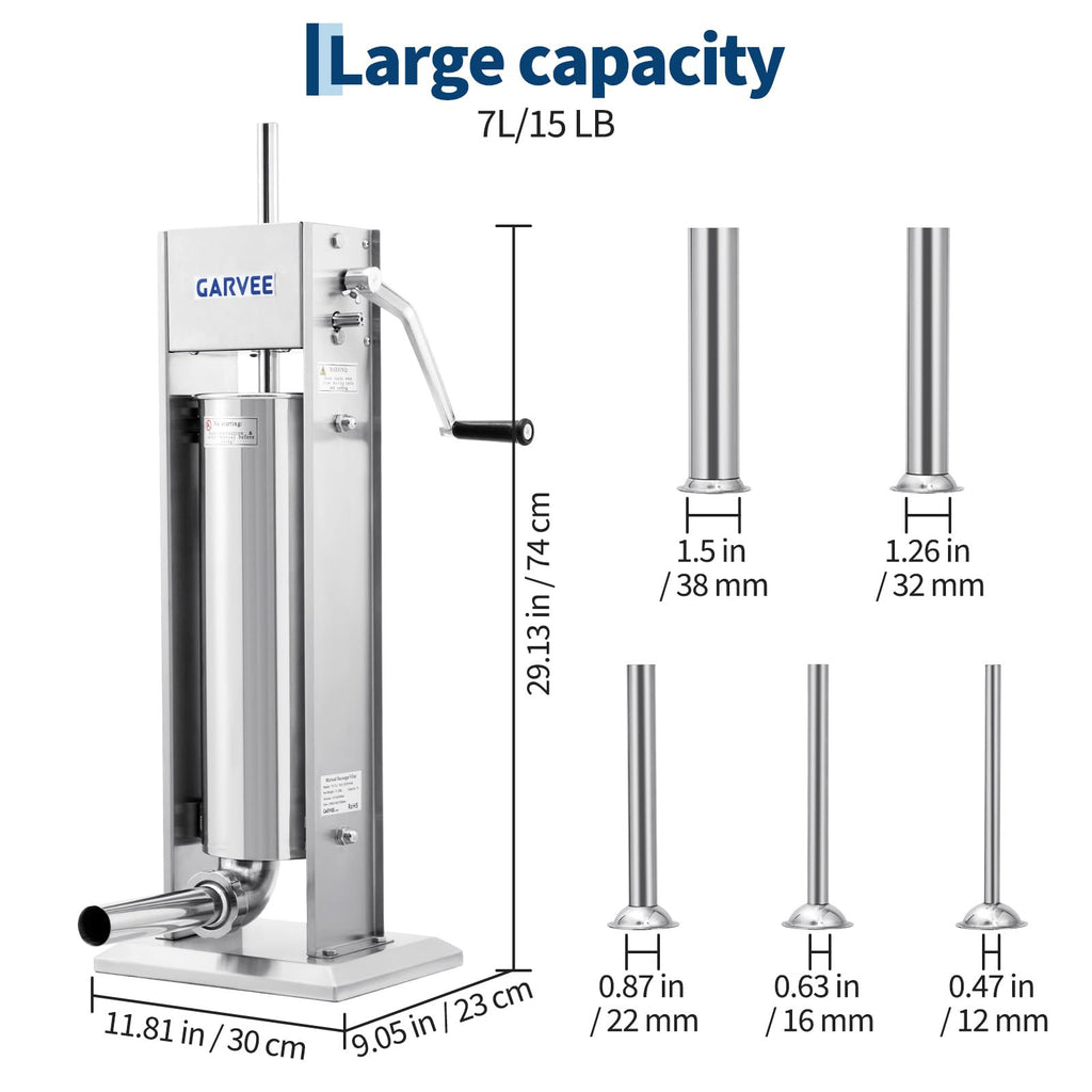 7L Stainless Steel Manual Sausage Stuffer Q884