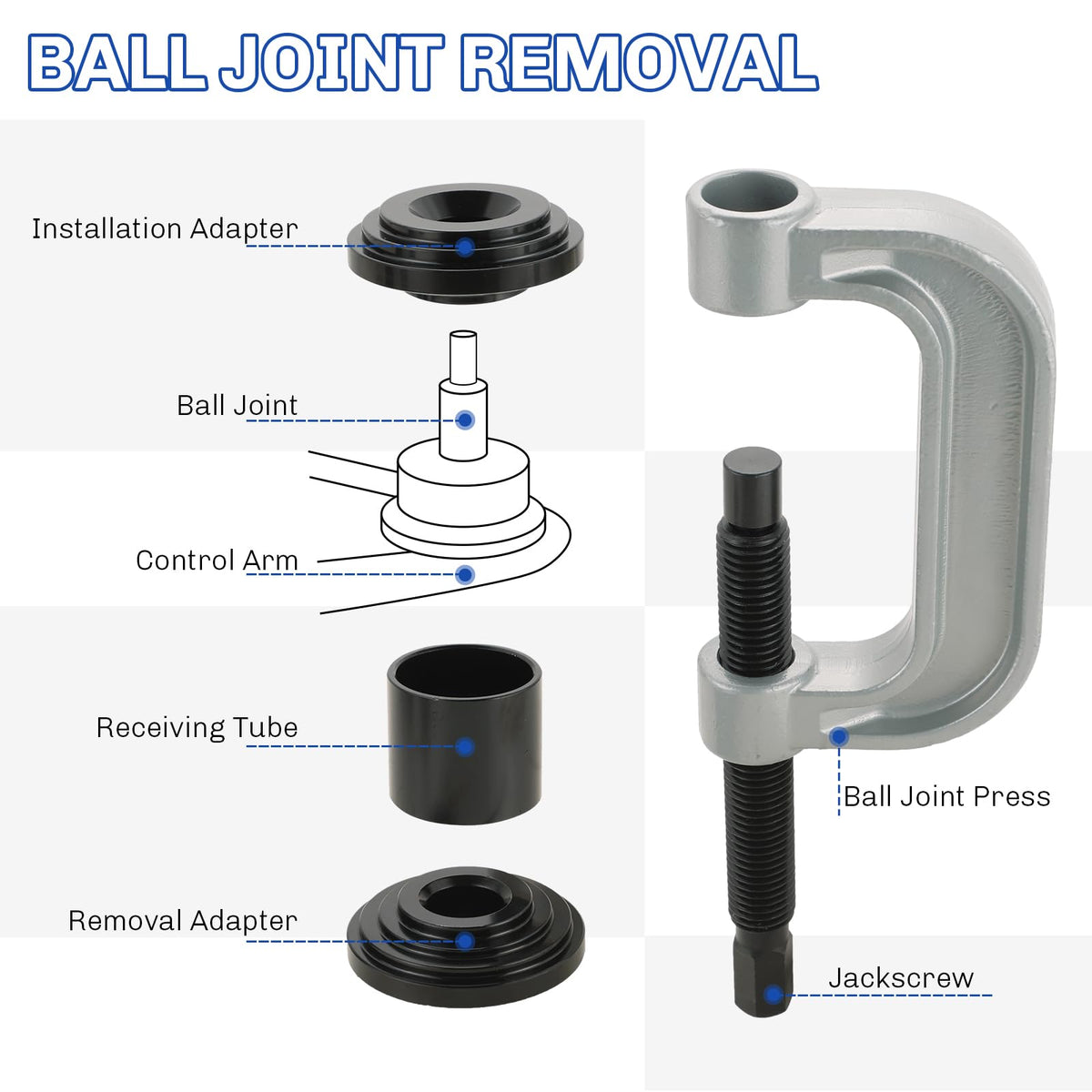 Heavy Duty Ball Joint Press and U Joint Removal Tool Kit & 1/2-Inch Drive Impact Socket Set F6020
