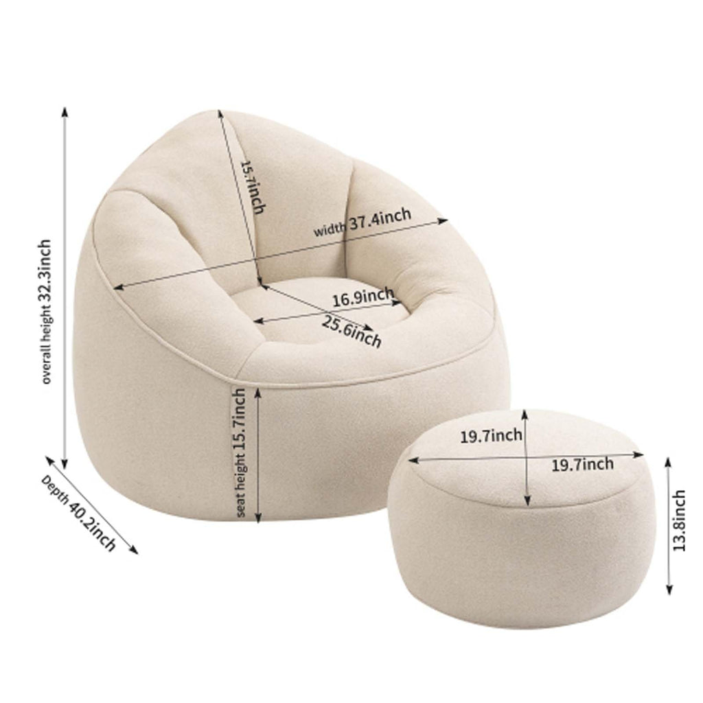 Memory Foam Bean Bag Chair with Ottoman P4324