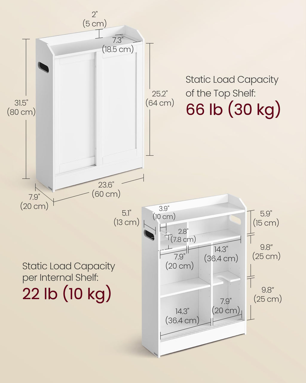 Slim Bathroom Storage Cabinet with Sliding Doors Z440
