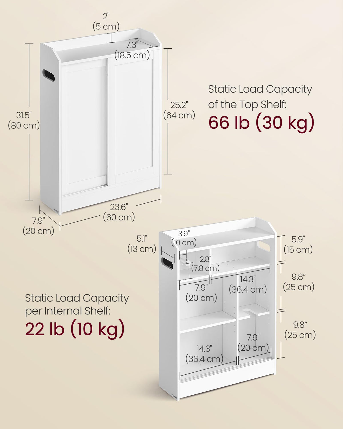 Slim Bathroom Storage Cabinet with Sliding Doors Z440
