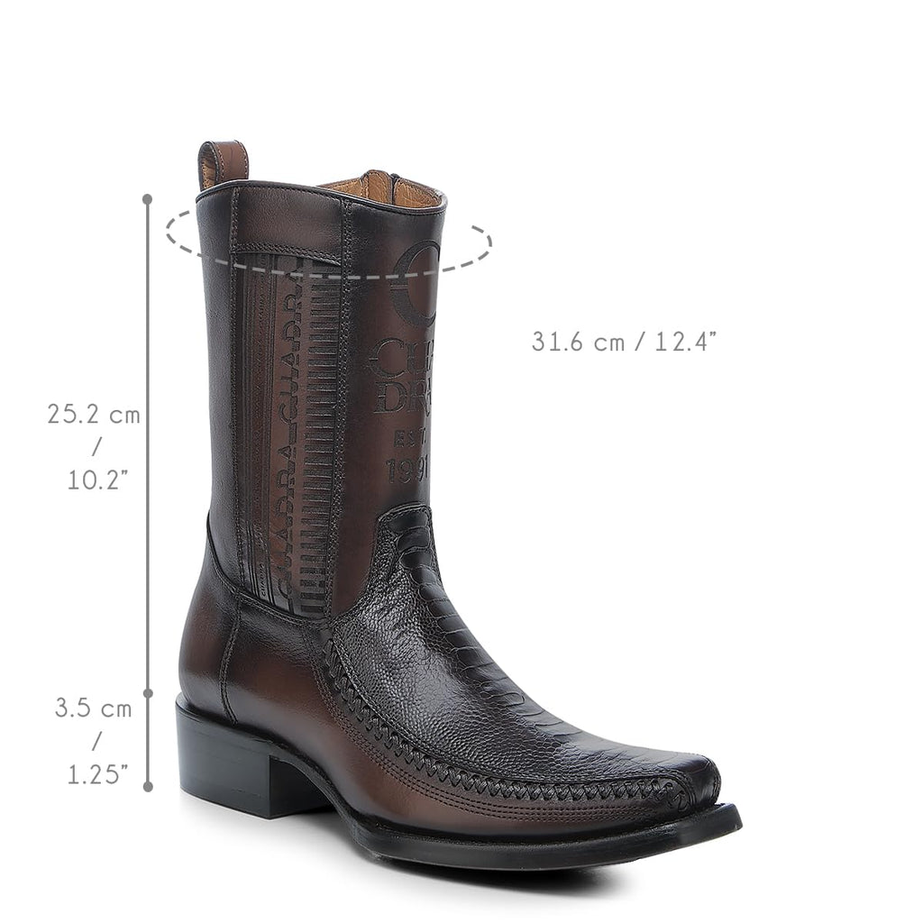 Brown Ostrich Leg Leather Cowboy Boots O140722
