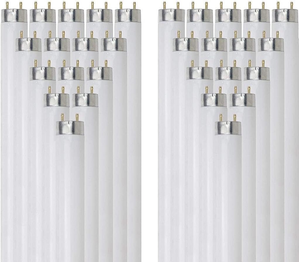 T8 Fluorescent Tube Light Bulb 25W 4100K Cool White G13 Pack of 30 F8415