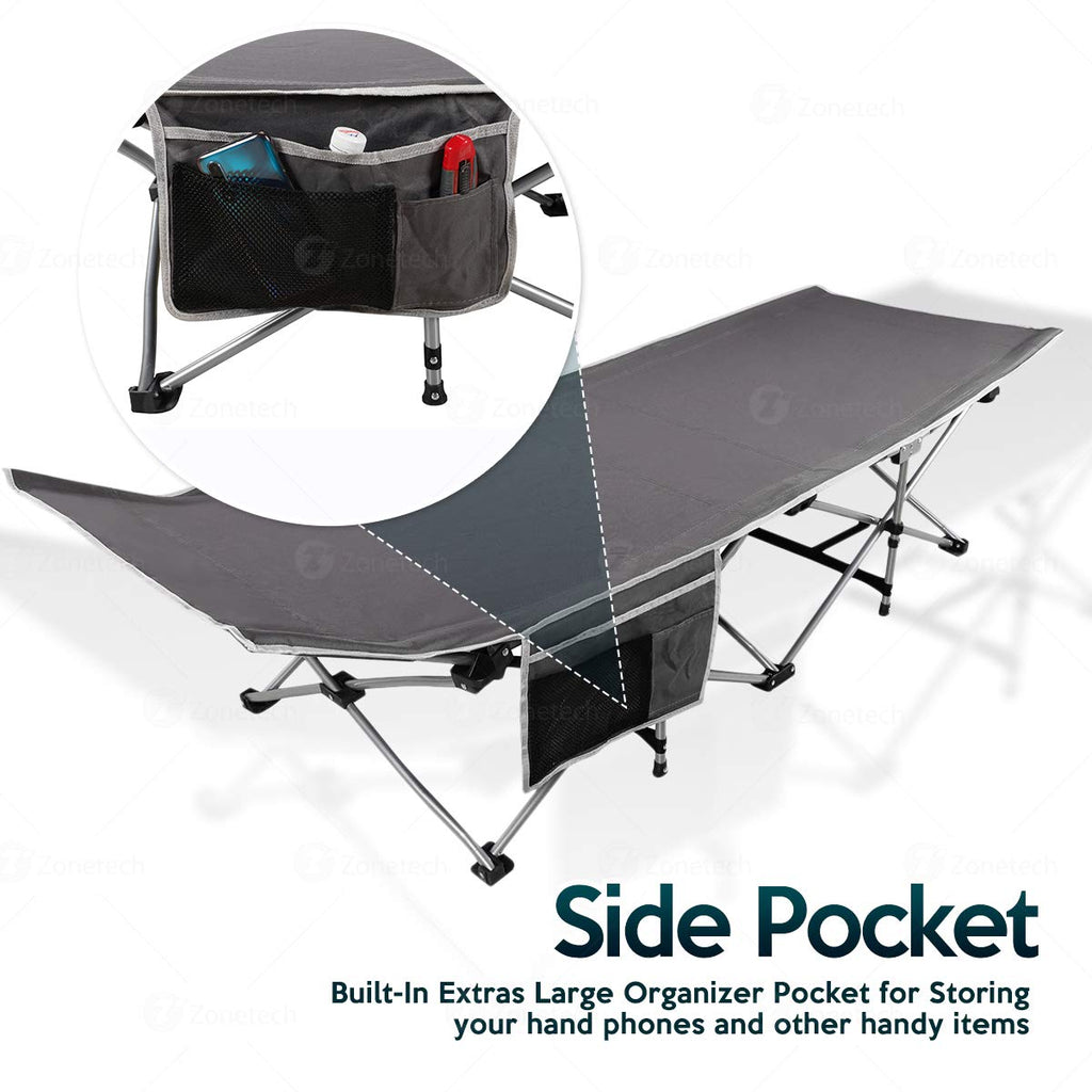Folding Lightweight Portable Heavy Duty Travel Cot with Large Pocket E567533