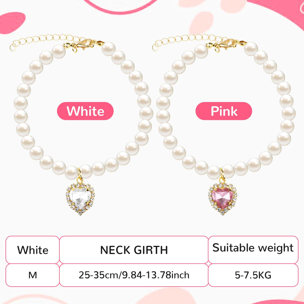 Pink White Pearl Cat Dog Collar I96106