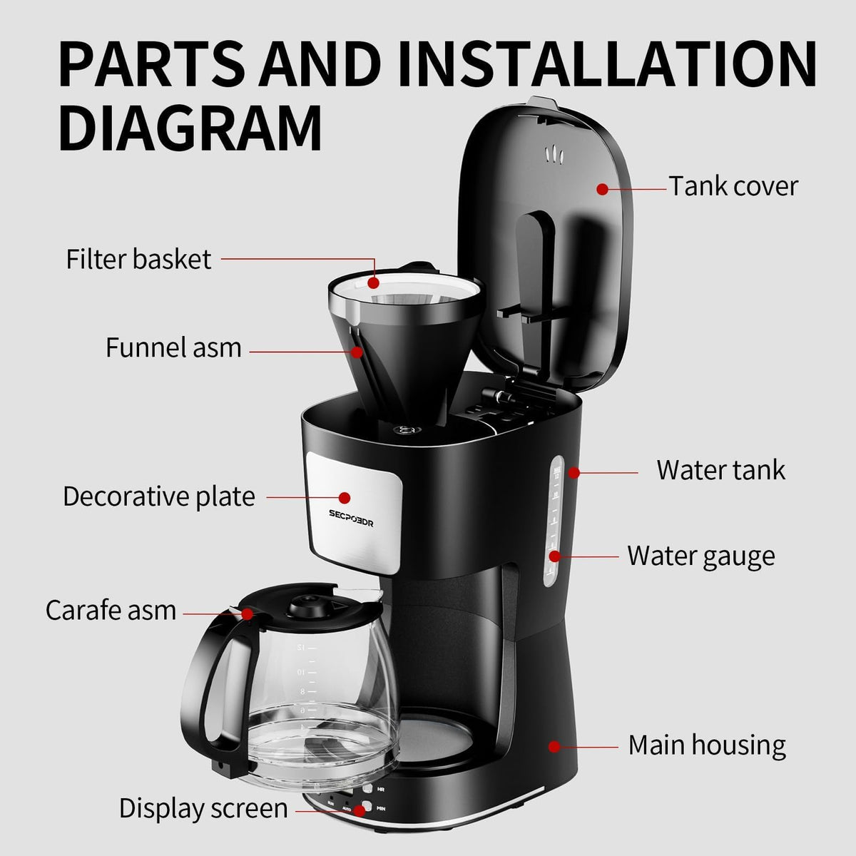 12 Cup Programmable Coffee Maker with Reusable Filter Q9794