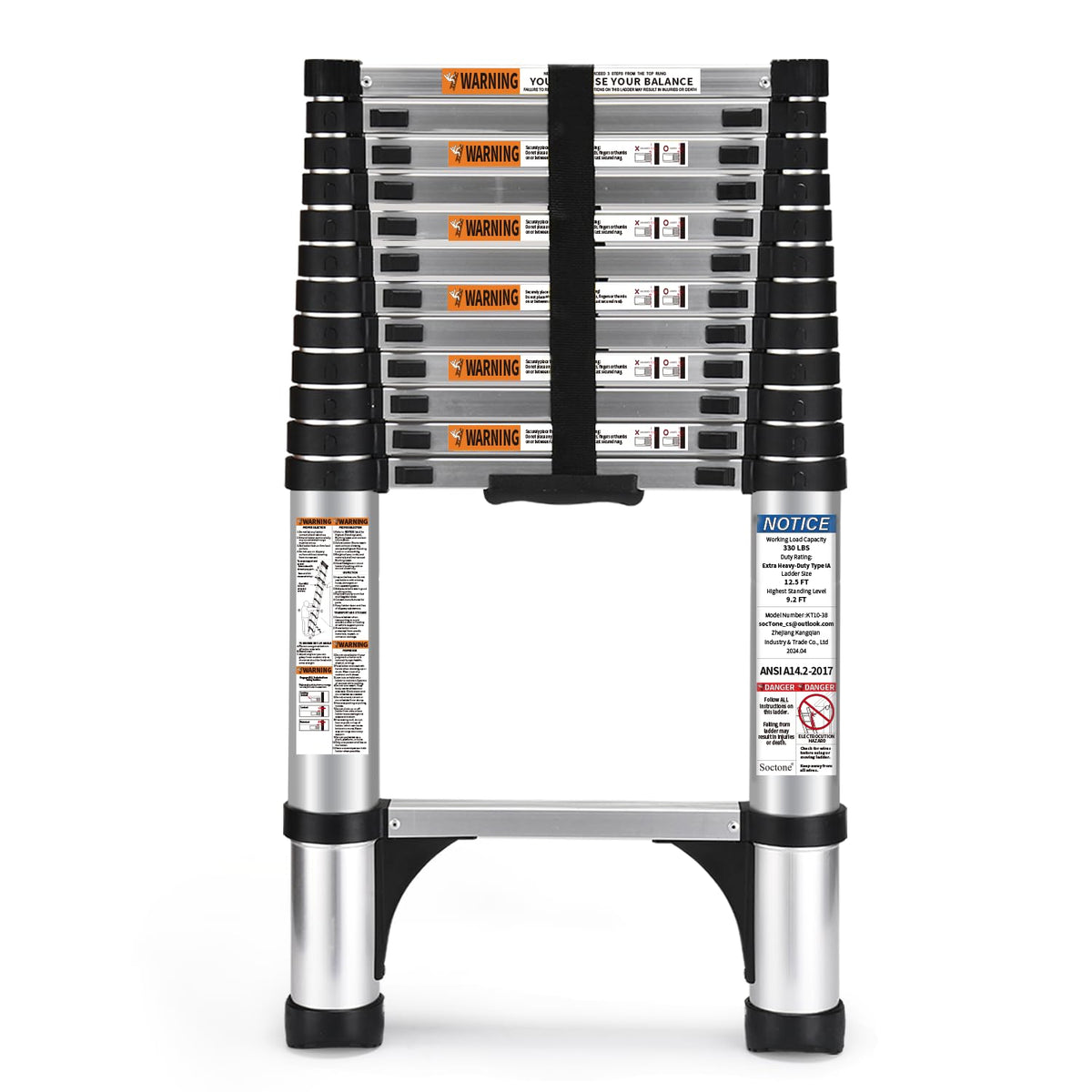 12.5 FT Aluminum Telescoping Ladder 330lbs N287035