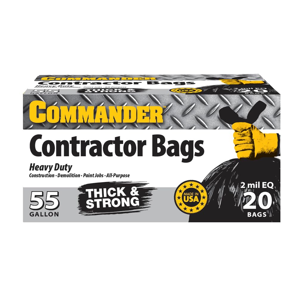 55 Gallon Heavy Duty Contractor Bags with Flap Ties, Pack of 20 M572900