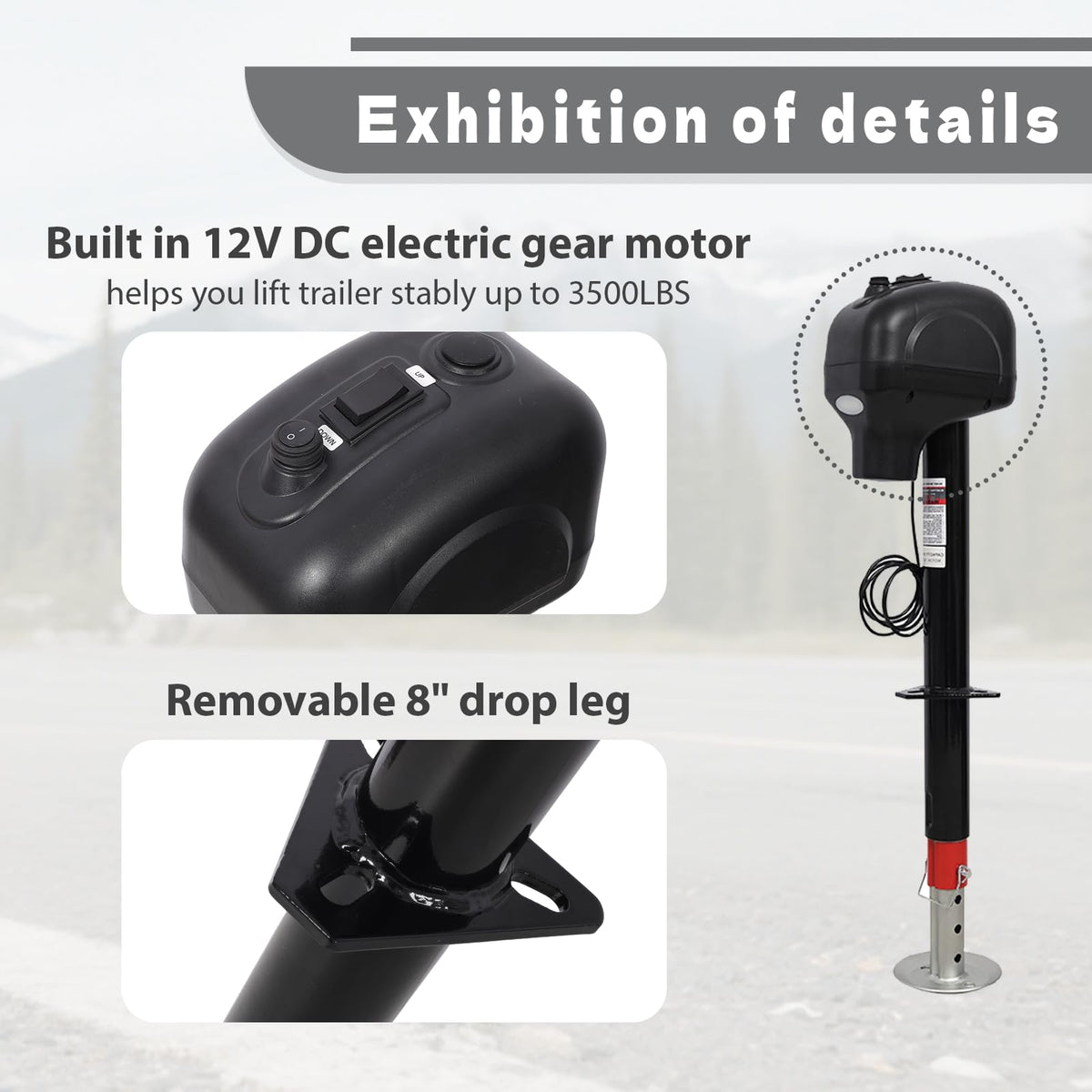 Electric Power Tongue Jack 3500lbs 12V DC E317171