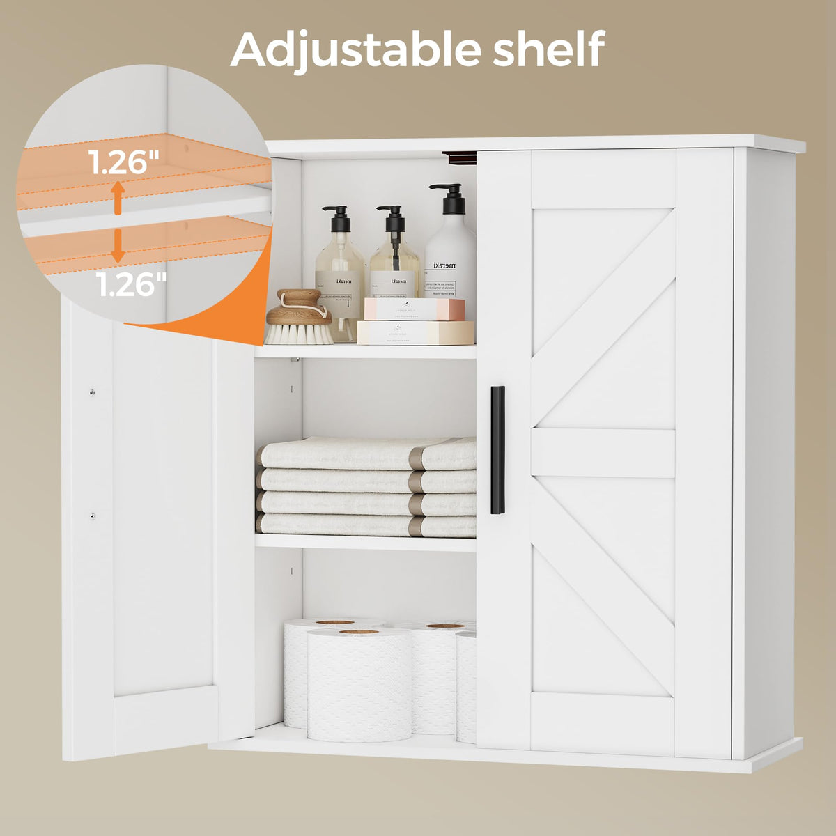 Bathroom Wall Cabinet with Adjustable Shelves H173