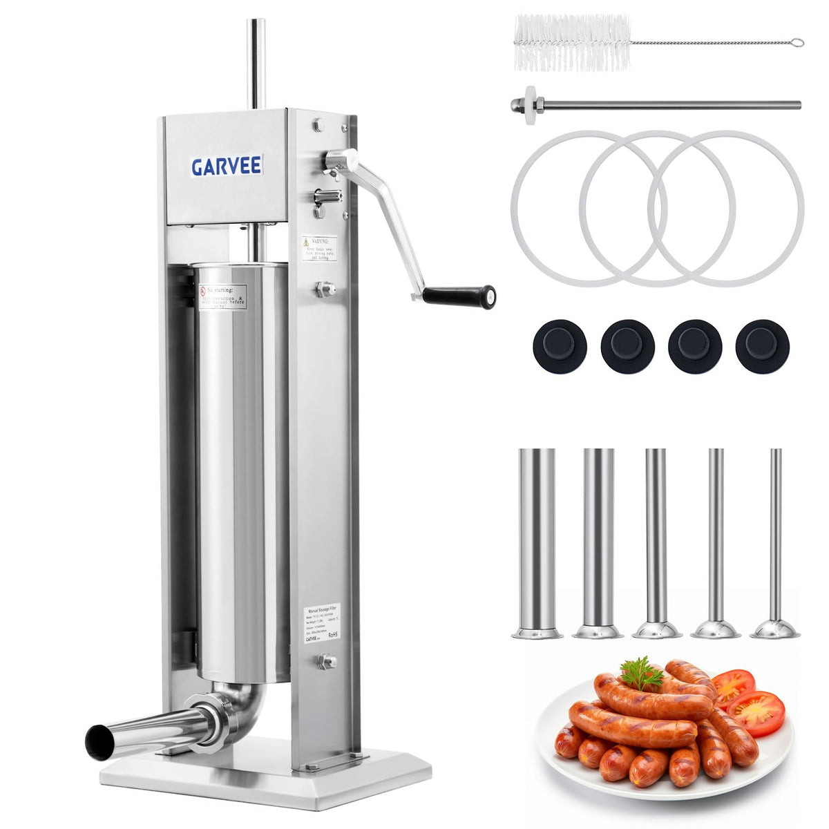 7L Stainless Steel Manual Sausage Stuffer Q884