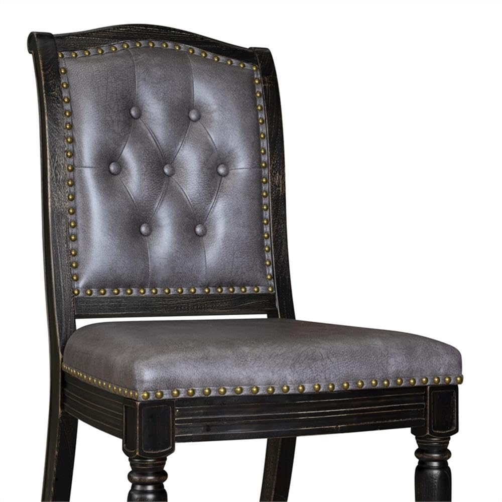 Black Acacia Wood Dining Chairs Set of 2 Y619536