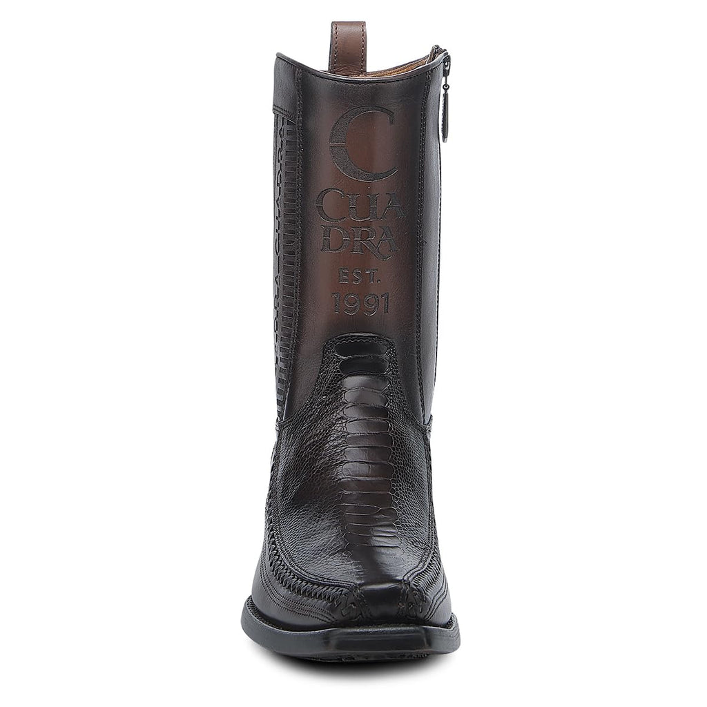 Brown Ostrich Leg Leather Cowboy Boots O140722