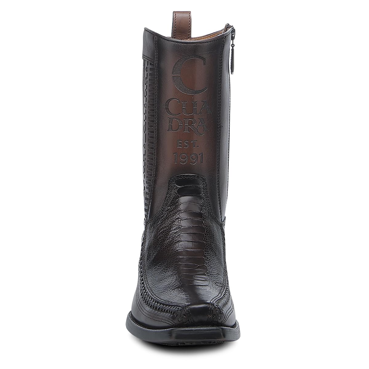 Brown Ostrich Leg Leather Cowboy Boots O140722