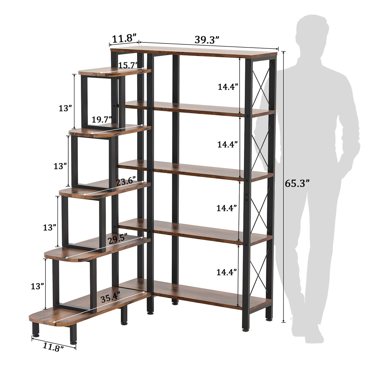 Large Reversible 5 Tier Corner Bookshelf F145983