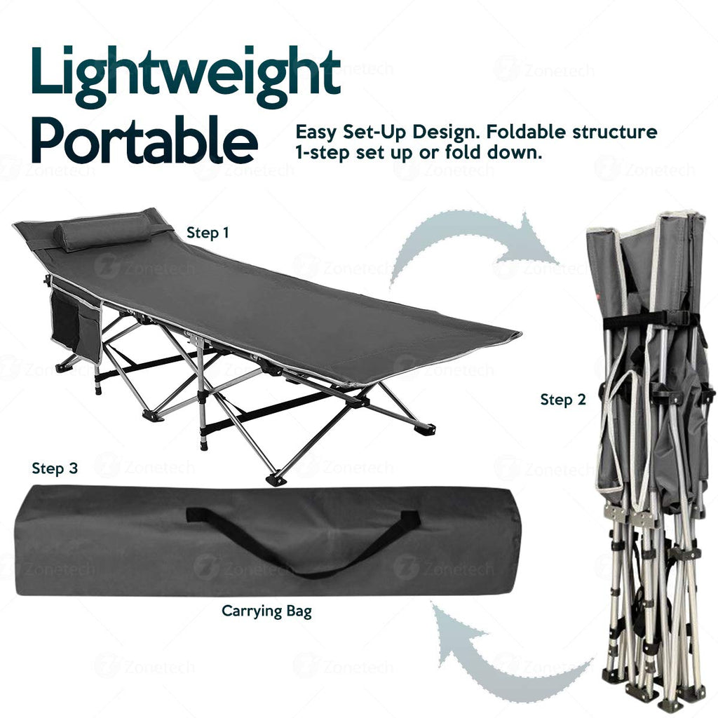 Folding Lightweight Portable Heavy Duty Travel Cot with Large Pocket E567533