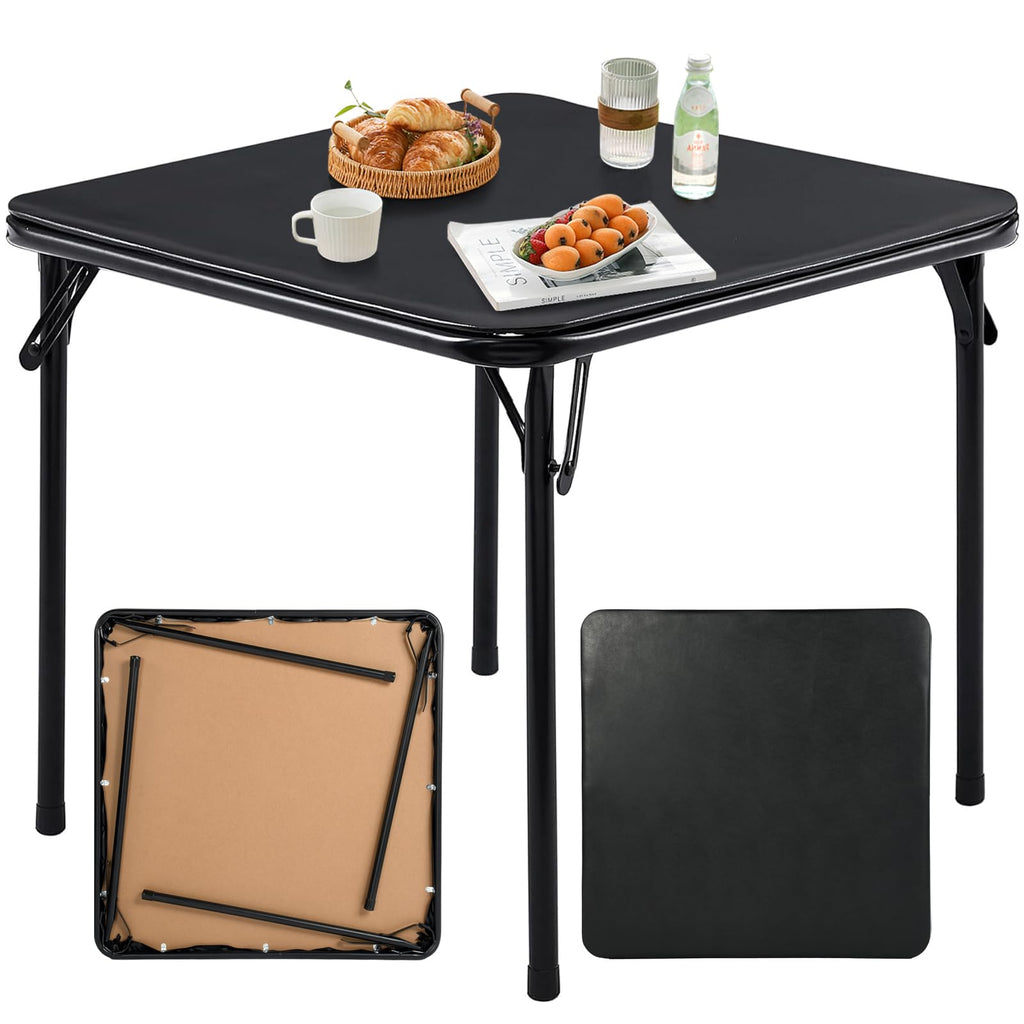 Square Folding Card Table 31.5 Inch PVC Top Metal Frame I704237