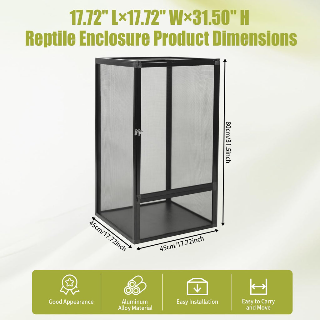 17.72" L×17.72" W×31.50" H Reptile Enclosure with Escape-Proof Lock A506167